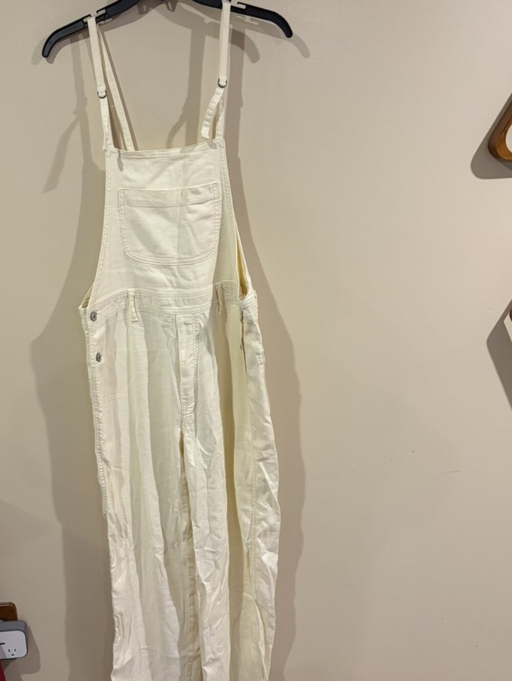 American Eagle Outfitters Cream Wide-Leg Overall Biboveralls